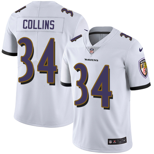 Nike Ravens #34 Alex Collins White Men's Stitched NFL Vapor Untouchable Limited Jersey